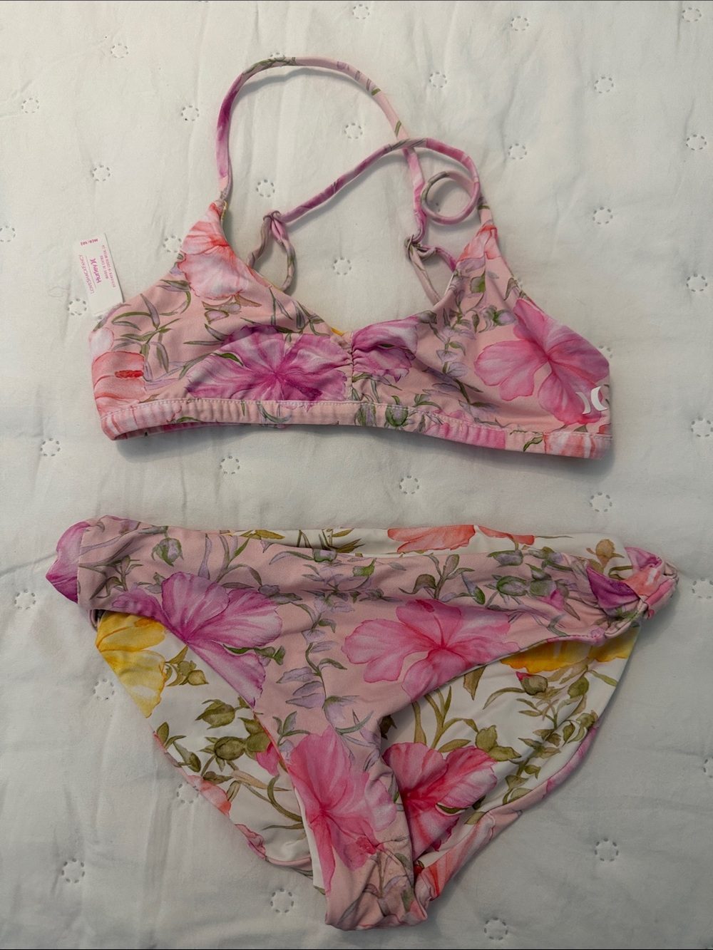 LoveShackFancy Pink Floral Girls Bikini Set
